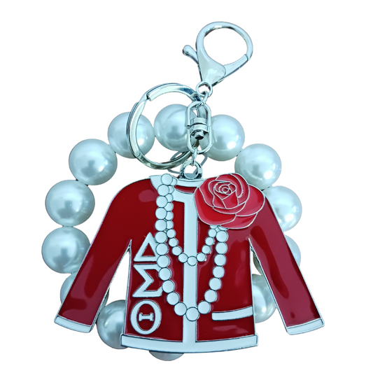 Sorority Cardigan and Pearls Keychain