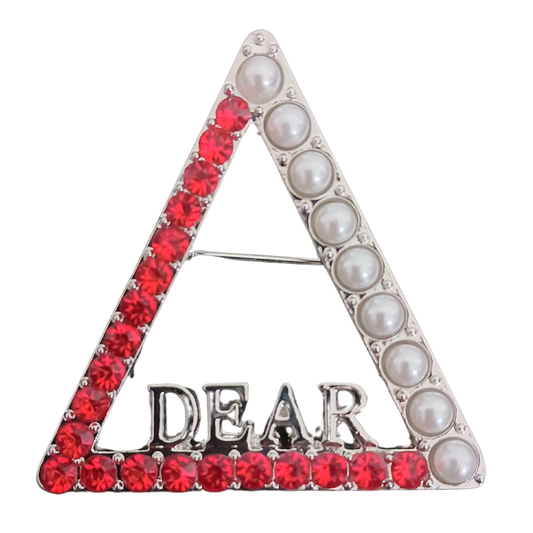 Delta DEAR Crystal and Pearl Lapel Pin