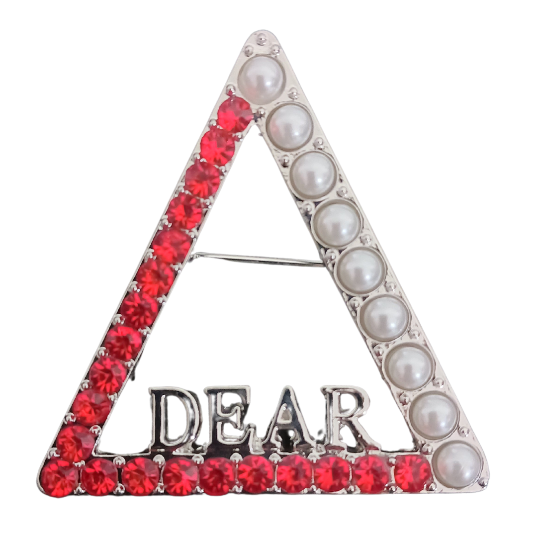 Delta DEAR Crystal and Pearl Lapel Pin
