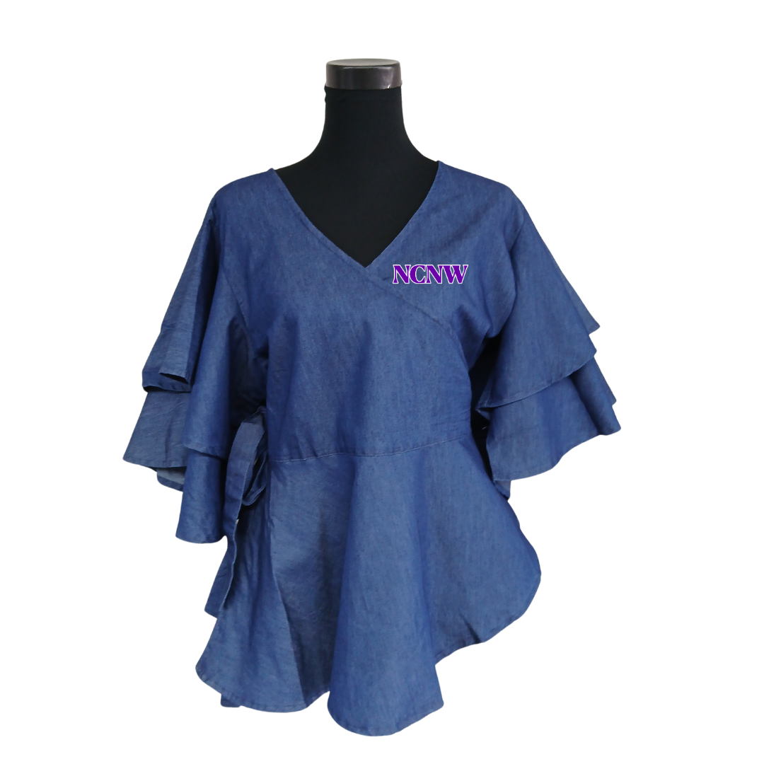 Denim Wrap Blouse