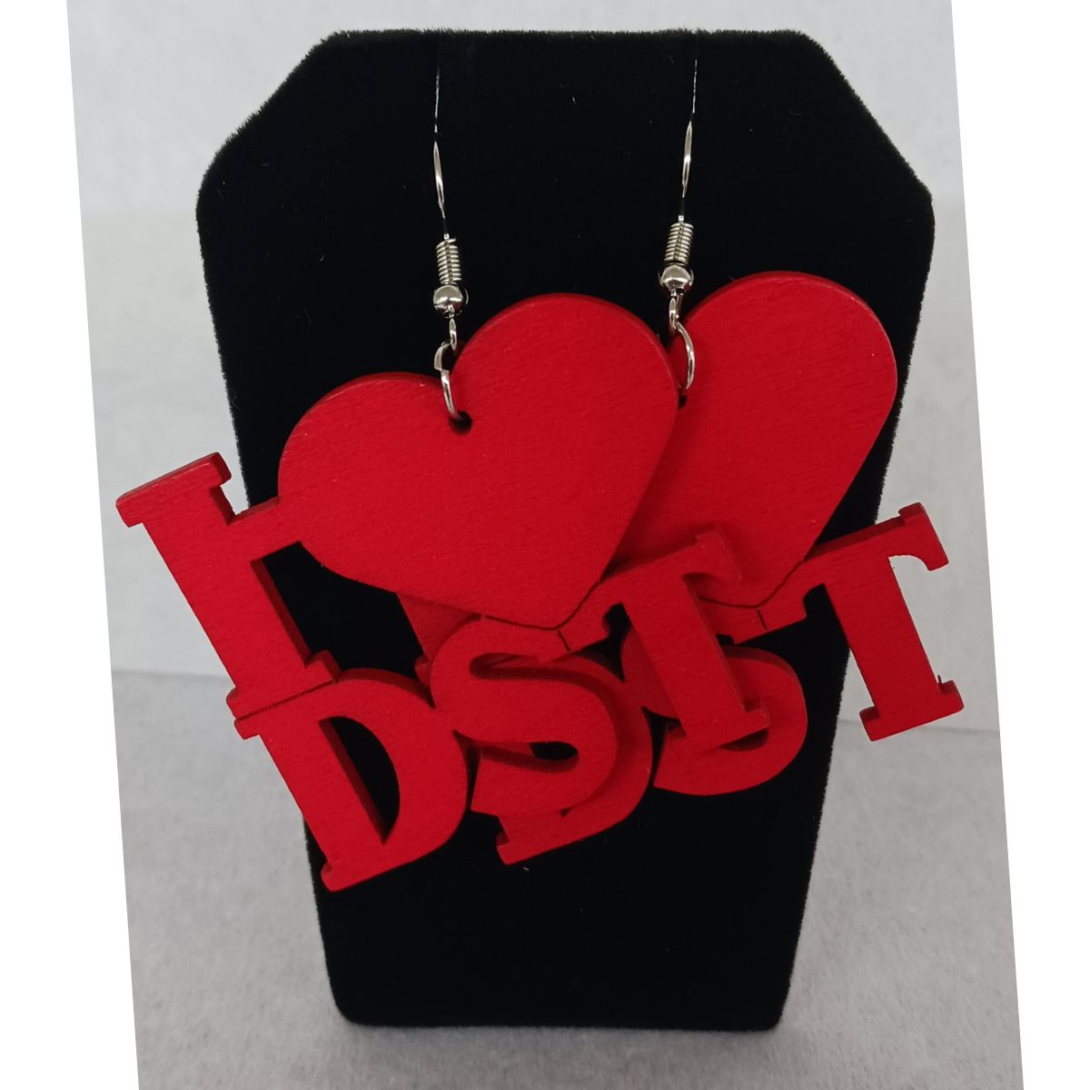 I Love DST Wood Earrings