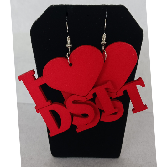 I Love DST Wood Earrings