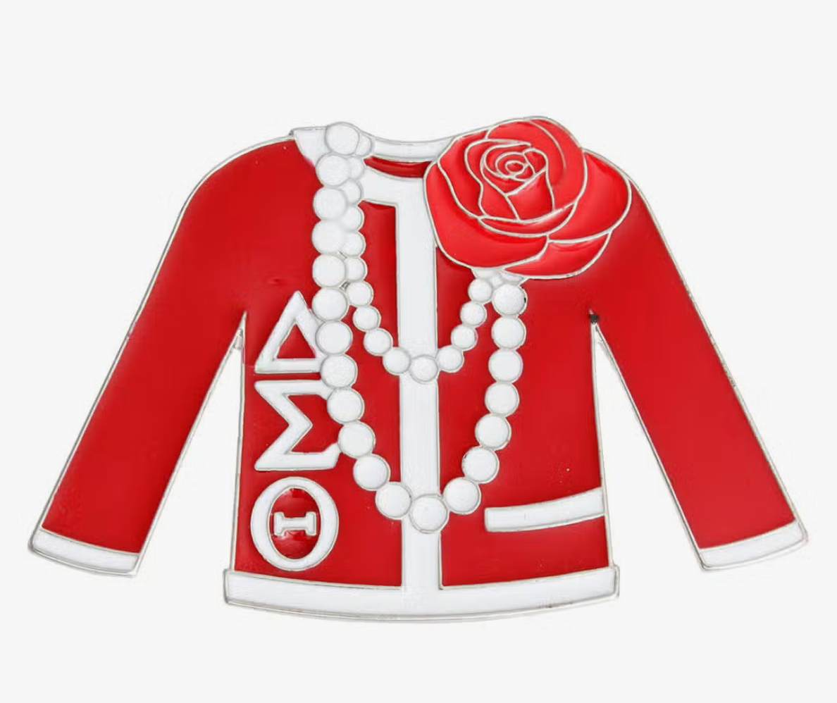 Sorority Cardigan and Pearls Lapel Pin
