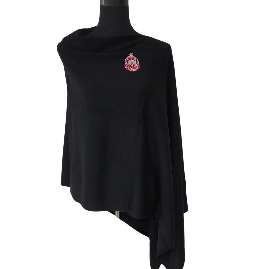 Embroidered Scarf Poncho