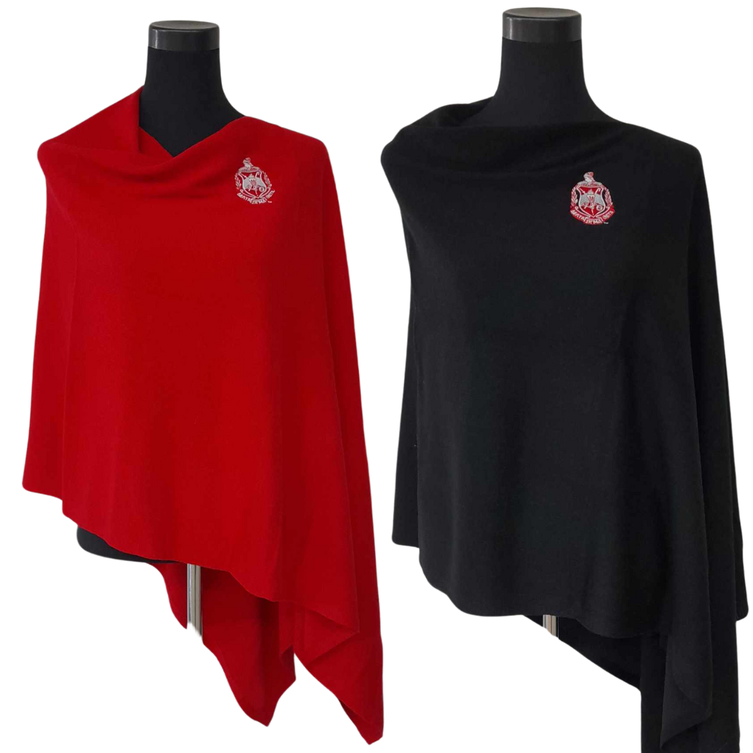 Embroidered Scarf Poncho