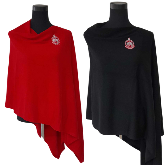 Embroidered Scarf Poncho