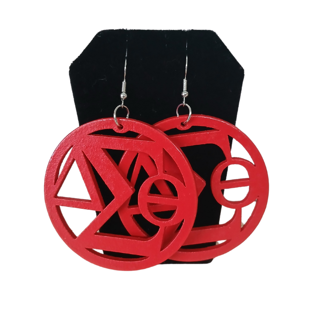 Symbols Wood Earrings