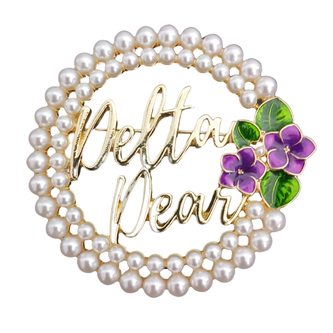 Delta DEAR Pearl and Violet Lapel Pin