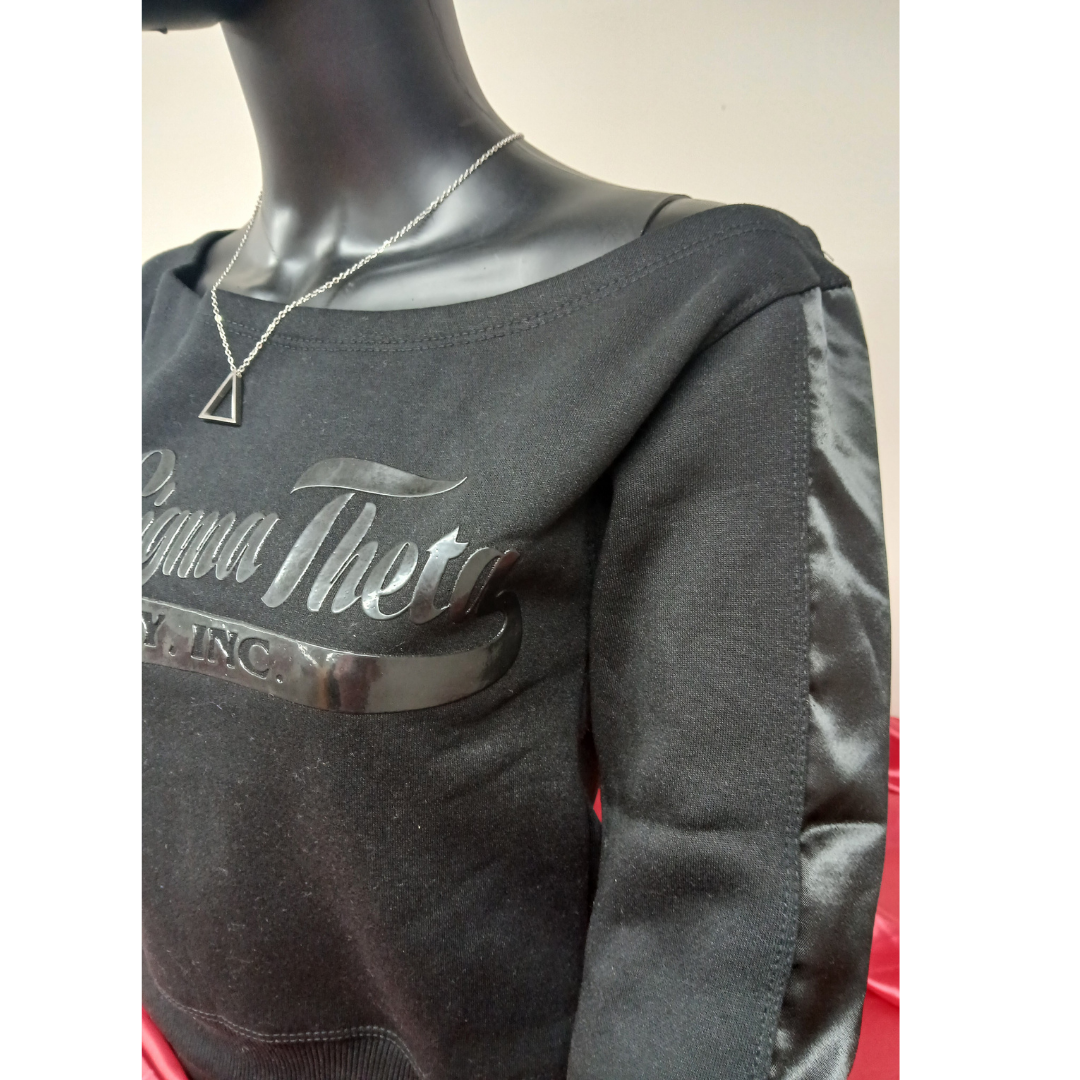 Delta Tail Black Satin Sleeve Sweatshirt