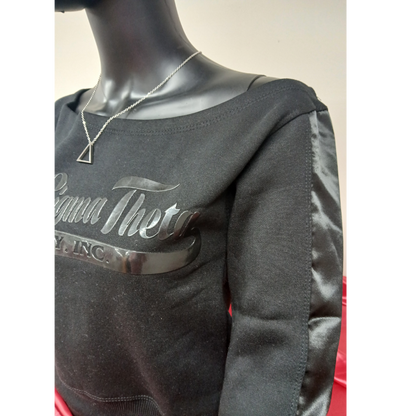 Delta Tail Black Satin Sleeve Sweatshirt