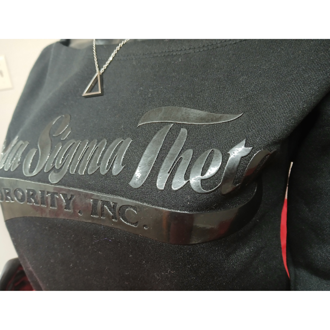 Delta Tail Black Satin Sleeve Sweatshirt