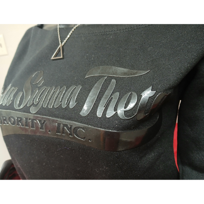 Delta Tail Black Satin Sleeve Sweatshirt