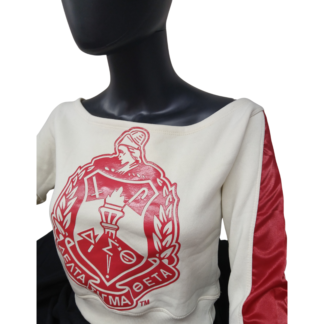 Shield Cream Satin Sleeve Sweatshirt