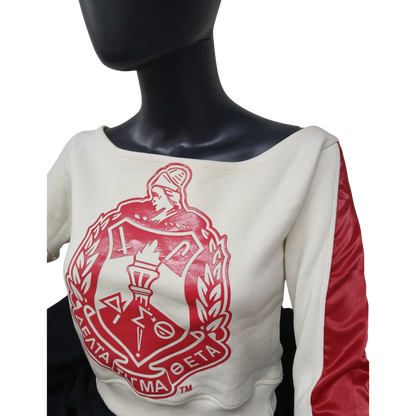 Shield Cream Satin Sleeve Sweatshirt
