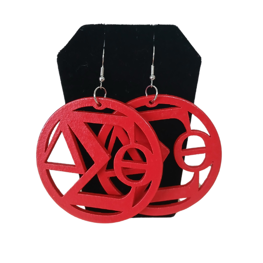 Symbols Wood Earrings